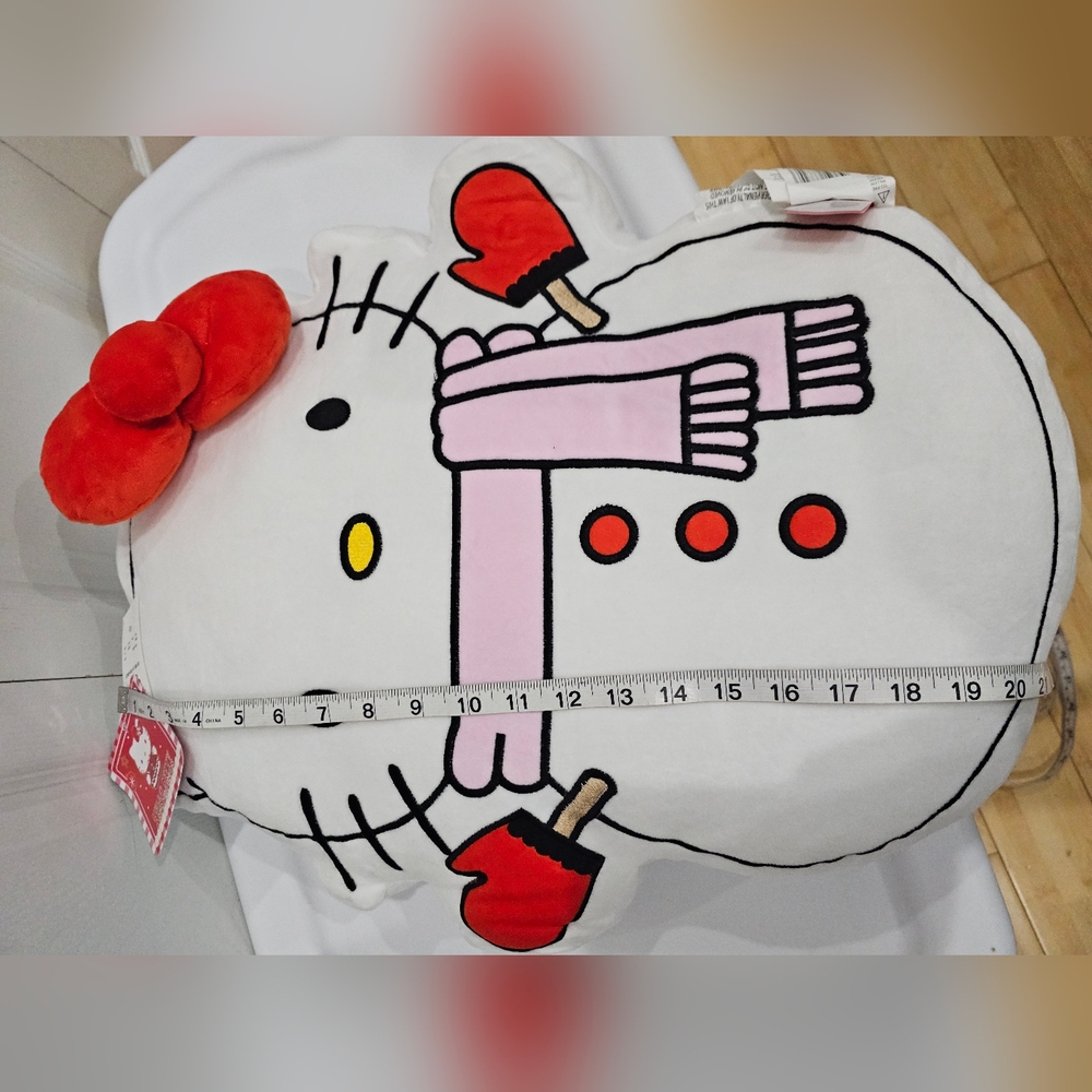 Cute Large Hello Kitty White Christmas Snowman Winter Holiday Seasonal Pillow - Picture 3 of 10